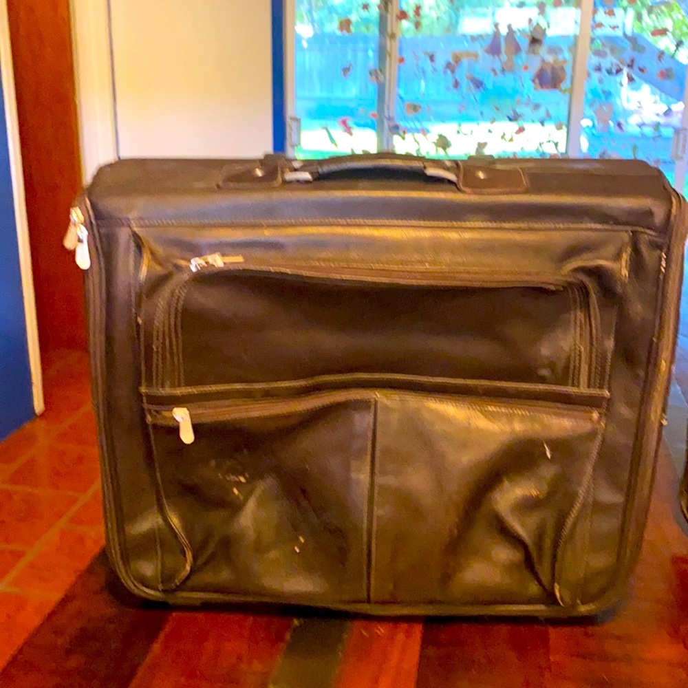 Chocolate Brown Leather Garment Bag